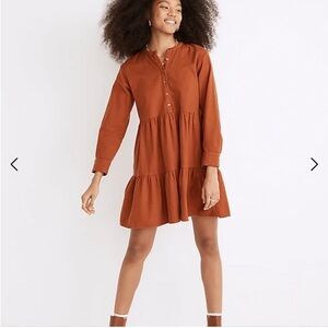 Madewell Terracotta Long Sleeve Dress